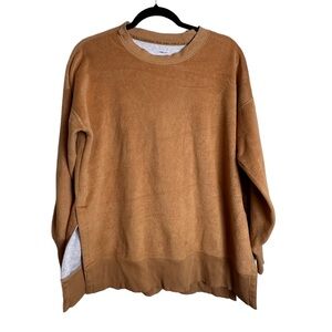 Aerie Fuzzy Fleece Side Slit Oversized Sweatshirt in Rust Orange Women’s Size XS